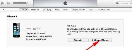 Sửa lỗi iphone "is disabled connect to itunes"